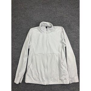 Adidas Golf Jacket Womens L White Full Zip Fleece Lightweight Stretch Athletic